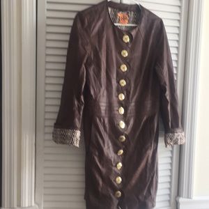 Tory Burch Supple Brown Leather Coat